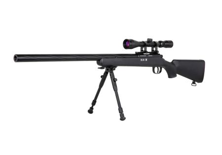 Fusil SNIPER SA-S12 EDGE TYPE VSR10 SPRING + LUNETTE + BIPIED BLACK SPECNA ARMS