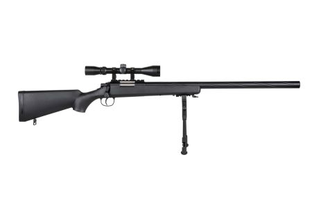 Fusil SNIPER SA-S12 EDGE TYPE VSR10 SPRING + LUNETTE + BIPIED BLACK SPECNA ARMS