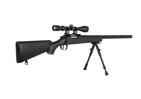 Fusil SNIPER SA-S12 EDGE TYPE VSR10 SPRING + LUNETTE + BIPIED BLACK SPECNA ARMS