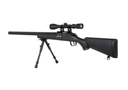 Fusil SNIPER SA-S12 EDGE TYPE VSR10 SPRING + LUNETTE + BIPIED BLACK SPECNA ARMS