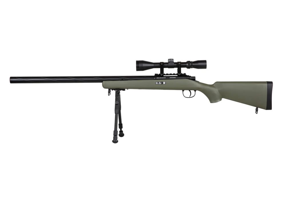 Fusil SNIPER SA-S12 EDGE TYPE VSR10 SPRING + LUNETTE + BIPIED OLIVE SPECNA ARMS