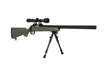 Fusil SNIPER SA-S12 EDGE TYPE VSR10 SPRING + LUNETTE + BIPIED OLIVE SPECNA ARMS