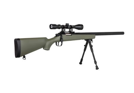 Fusil SNIPER SA-S12 EDGE TYPE VSR10 SPRING + LUNETTE + BIPIED OLIVE SPECNA ARMS