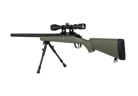 Fusil SNIPER SA-S12 EDGE TYPE VSR10 SPRING + LUNETTE + BIPIED OLIVE SPECNA ARMS