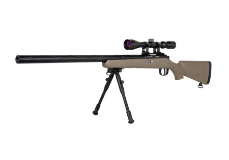 Fusil SNIPER SA-S12 EDGE TYPE VSR10 SPRING + LUNETTE + BIPIED TAN SPECNA ARMS