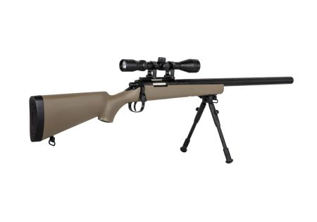 Fusil SNIPER SA-S12 EDGE TYPE VSR10 SPRING + LUNETTE + BIPIED TAN SPECNA ARMS