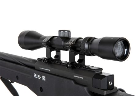 Fusil SNIPER SA-S14 EDGE TYPE L96 AW308 CROSSE PLIABLE SPRING + LUNETTE + BIPIED BLACK SPECNA ARMS