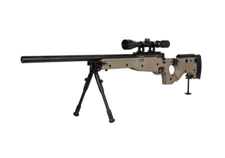 Fusil SNIPER SA-S14 EDGE TYPE L96 AW308 CROSSE PLIABLE SPRING + LUNETTE + BIPIED TAN SPECNA ARMS