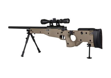 Fusil SNIPER SA-S14 EDGE TYPE L96 AW308 CROSSE PLIABLE SPRING + LUNETTE + BIPIED TAN SPECNA ARMS