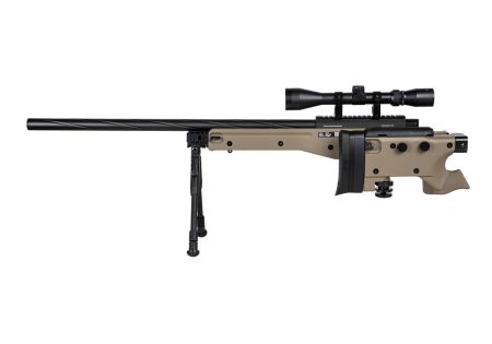 Fusil SNIPER SA-S14 EDGE TYPE L96 AW308 CROSSE PLIABLE SPRING + LUNETTE + BIPIED TAN SPECNA ARMS