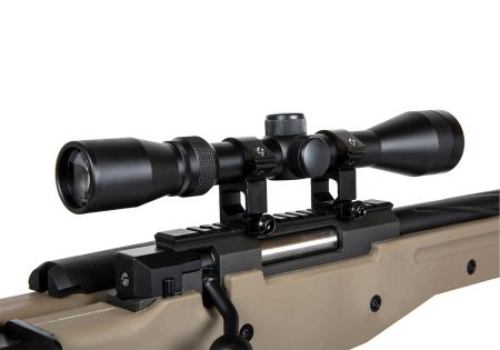 Fusil SNIPER SA-S14 EDGE TYPE L96 AW308 CROSSE PLIABLE SPRING + LUNETTE + BIPIED TAN SPECNA ARMS