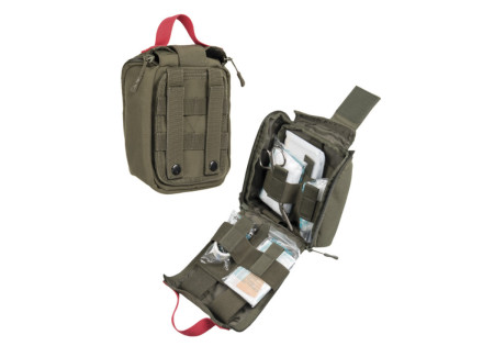 Poche TROUSSE DE SECOURS IFAK 25 PIECES 16x7x21,5cm SYSTEME MOLLE MILTEC OLIVE