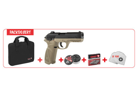 Pack Pistolet 4.5mm (Plomb) PT85 BLOWBACK CO2 DESERT+ HOUSSE DE