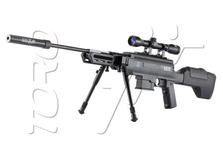 Carabine 4.5mm (Plomb) SNIPER TACTICAL BLACK OPS NITRO PISTON + LUNETTE + BI-PIED (E 19.9J)