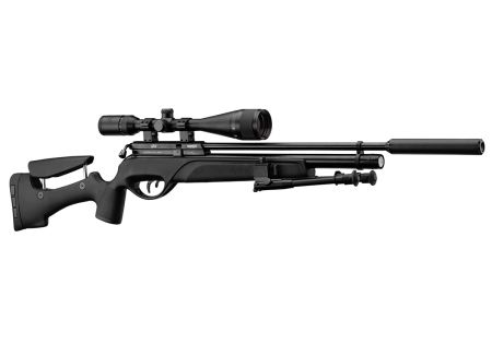 Carabine 5.5mm PCP HPA TACTICAL GAMO BLACK + LUNETTE 6-24X50 + SILENCIEUX + BIPIED + POMPE GAMO (E 40J) Catégorie C