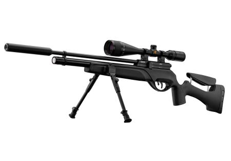 Carabine 5.5mm PCP HPA TACTICAL GAMO BLACK + LUNETTE 6-24X50 + SILENCIEUX + BIPIED + POMPE GAMO (E 40J) Catégorie C