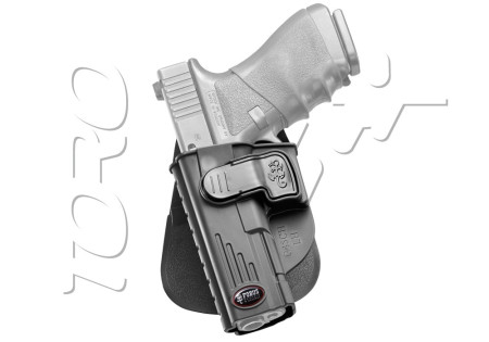 Holster RIGIDE CEINTURE ROTATIF GAUCHER + RETENTION GLOCK 45 FOBUS