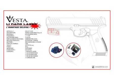 Laser L1 NANO ROUGE PICATINNY ETANCHE IPX6 VESTA