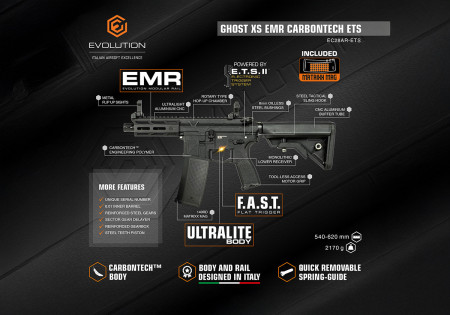 Fusil EVOLUTION GHOST XS EMR CARBONTECH ETS.II EVOLUTION AIRSOFT