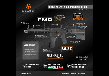 Fusil EVOLUTION GHOST M EMR AMPLIFIER AX CARBONTECH ETS.II EVOLUTION