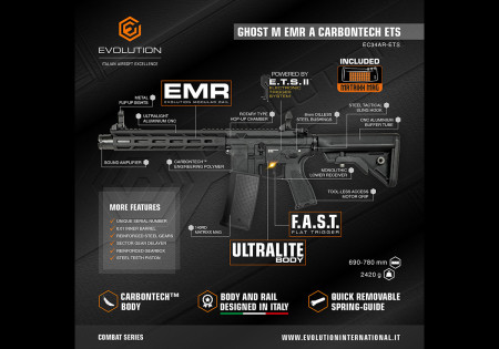 Fusil EVOLUTION GHOST M EMR AMPLIFICATEUR CARBONTECH ETS.II EVOLUTION