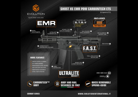 Fusil EVOLUTION GHOST XS EMR CROSSE PDW CARBONTECH ETS.II EVOLUTION