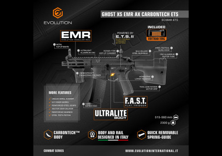 Fusil EVOLUTION GHOST XS EMR AX CARBONTECH ETS.II EVOLUTION