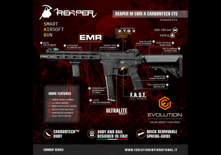 Pistolet Mitrailleur REAPER M EMR AMPLIFICAT CARBONTECH ETS EVOLUTION