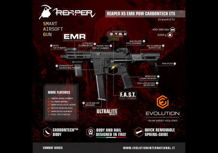 Pistolet Mitrailleur REAPER XS EMR CROSSE PDW CARBONTECH ETS EVOLUTIO