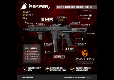 Pistolet Mitrailleur REAPER S EMR CROSSE PDW CARBONTECH ETS EVOLUTION