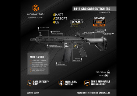 Fusil TYPE HK416 E-416 CQB CARBONTECH ETS.II EVOLUTION AIRSOFT