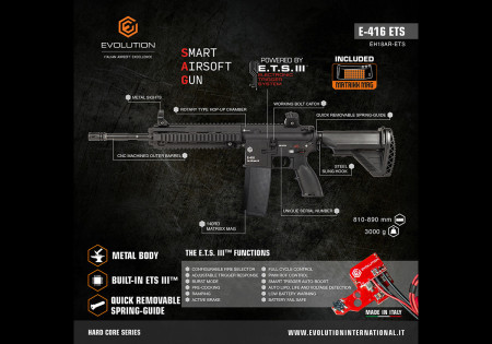 Fusil TYPE HK416 E-416 METAL ETS.III EVOLUTION AIRSOFT