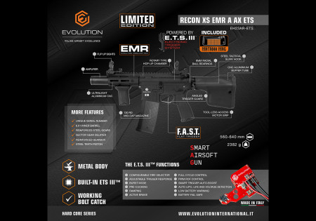 Fusil RECON XS EMR AMPLIFIATEUR AX ETS.III EVOLUTION AIRSOFT