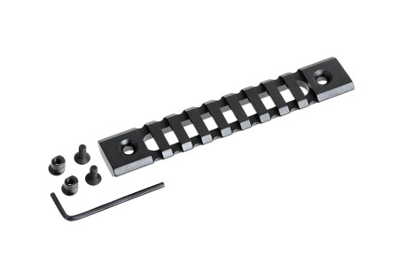 Rail PICATINNY PLAT METAL FIXATION KEYMOD 9 SLOTS LONGUEUR 123mm