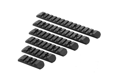 Rail PICATINNY PLAT ABS FIXATION KEYMOD M-LOK BLACK ASSORTIMENT X6