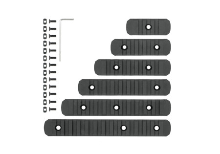 Rail PICATINNY PLAT ABS FIXATION KEYMOD M-LOK BLACK ASSORTIMENT X6