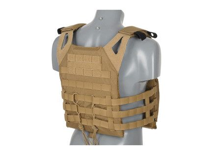 Veste TACTIQUE JUMP PLATE CARRIER V2 1000 DENIERS TAN + PLAQUES SAPI X2