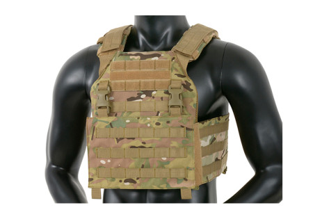 Veste TACTIQUE COMMANDEMENT PLATE CARRIER 1000 DENIERS SYSTEME BOUCLE ET VELCRO MULTICAM