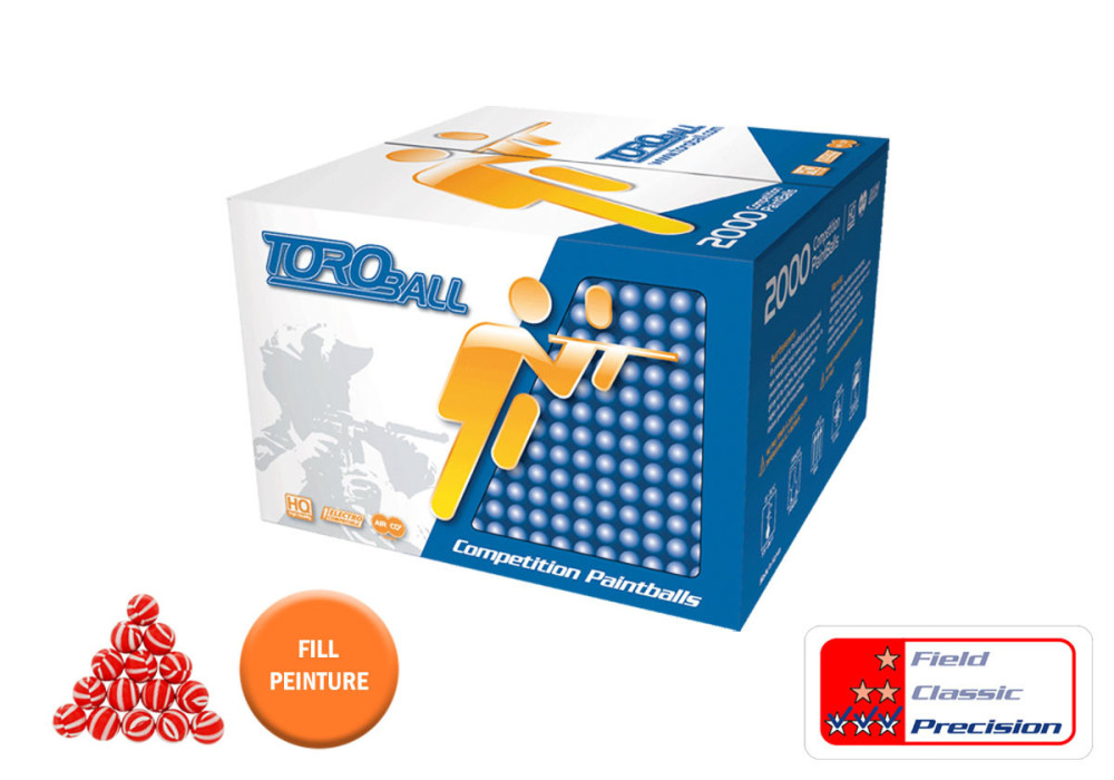 Carton de 2000 TOROBALL PRECISION 0.68 - couleur RED STRIPES - ORANGE