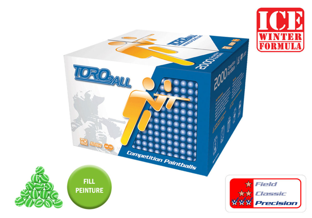 Carton de 2000 TOROBALL PRECISION WINTER 0.68 - couleur GREEN STRIPES - GREEN