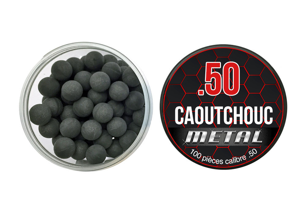 Balles 0.50 CAOUTCHOUC METAL BLACK BOITE X100