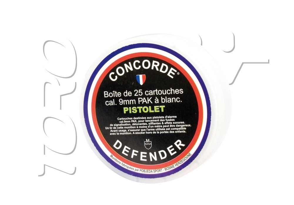 Cartouches 9mm PAK A BLANC CONCORDE DEFENDER X25