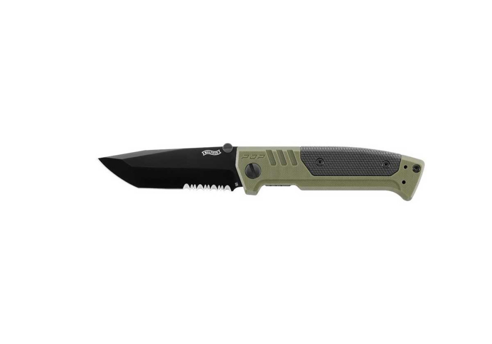 Couteau WALTHER PDP TANTO FOLDER SERRATED DENTELE OLIVE UMAREX