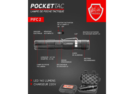 Electrochoc LAMPE TORCHE POCKET TAC 3800 KV RECHARGEABLE PIRANHA