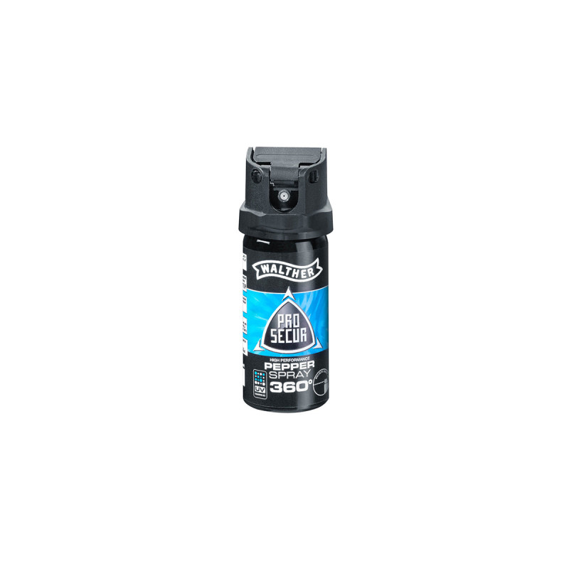 Aérosol lacrymogène GAZ CS + POIVRE 10% PROSECUR PEPPER SPRAY 360° 4 METRES 40ML WALTHER UMAREX