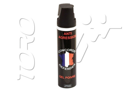 Aérosol lacrymogène GEL POIVRE ROUGE 75ML CONCORDE DEFENDER