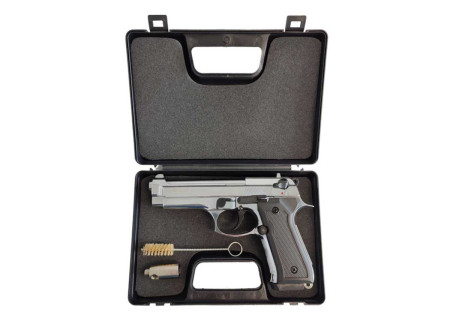 Pistolet Alarme 9mm PAK F92 FULL AUTO CHROME BRILLANT 18 COUPS BLOW