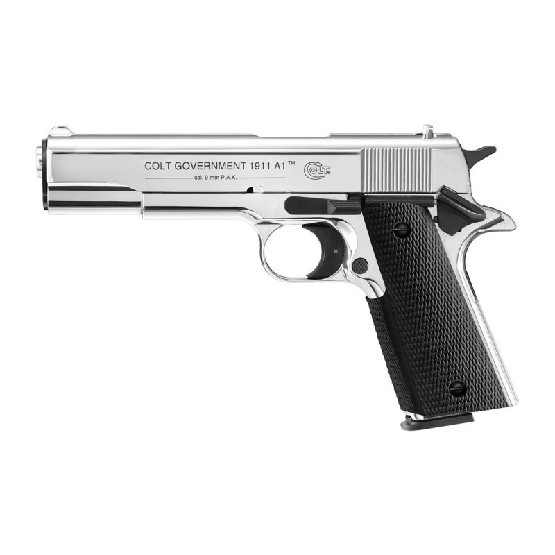 Pistolet Alarme 9mm PAK COLT 1911 A1 GOVERNMENT CHROME 8 COUPS UMAREX