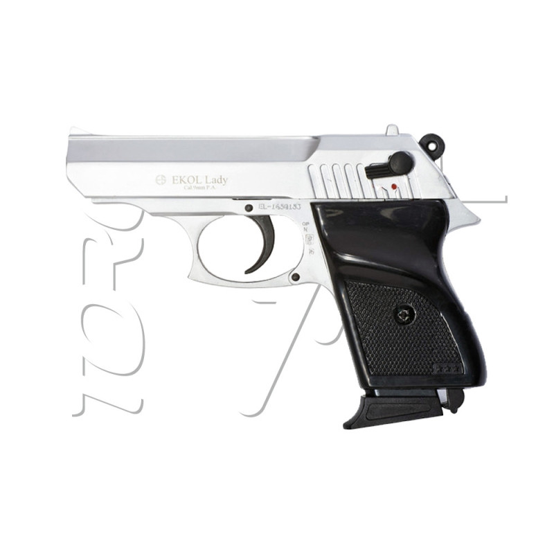 Pistolet Alarme 9mm PAK WALTER LADY SILVER 8 COUPS EKOL