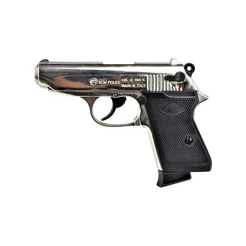 Pistolet Alarme 9mm PAK WALTHER PPK NEW POLICE 5 COUPS CHROME BRUNI